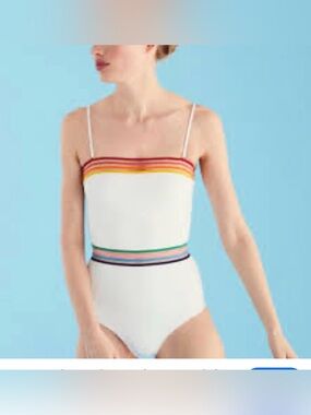 Emma Pake Monica white Bandeau One Piece sz M read description